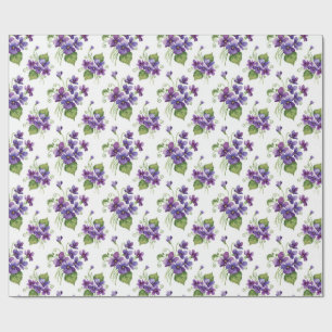 Watercolor Violet Flowers Bouquet Wrapping Paper
