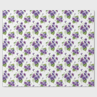 Watercolor Violet Flowers Bouquet  Wrapping Paper