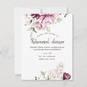 Watercolor Violet Flowers Rehearsal Dinner   Invitation