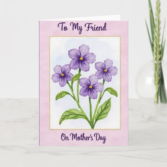 Watercolor Violet Mothers Day Card (Front)