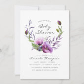 Watercolor Violet Poppy Floral Baby Shower Invite (Front)