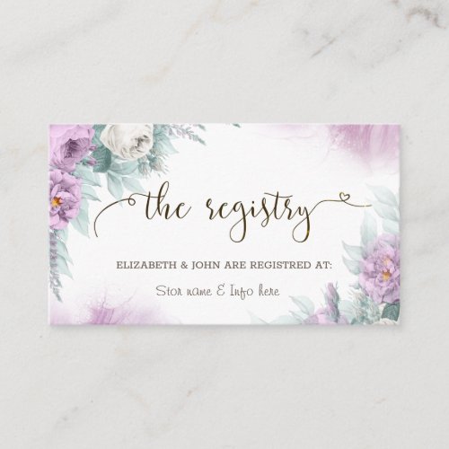 Watercolor Violet Roses Wedding Registry Enclosure Card