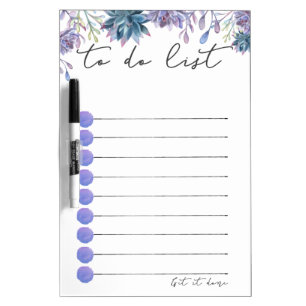 Watercolor violet Succulents Dry Erase Board