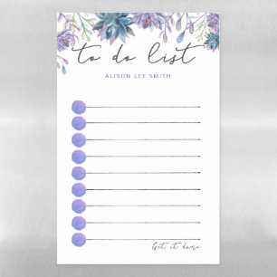 Watercolor violet Succulents Magnetic Dry Erase Sheet