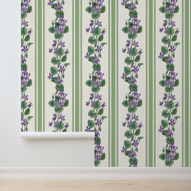 Watercolor violets and stripes wallpaper  (Application)