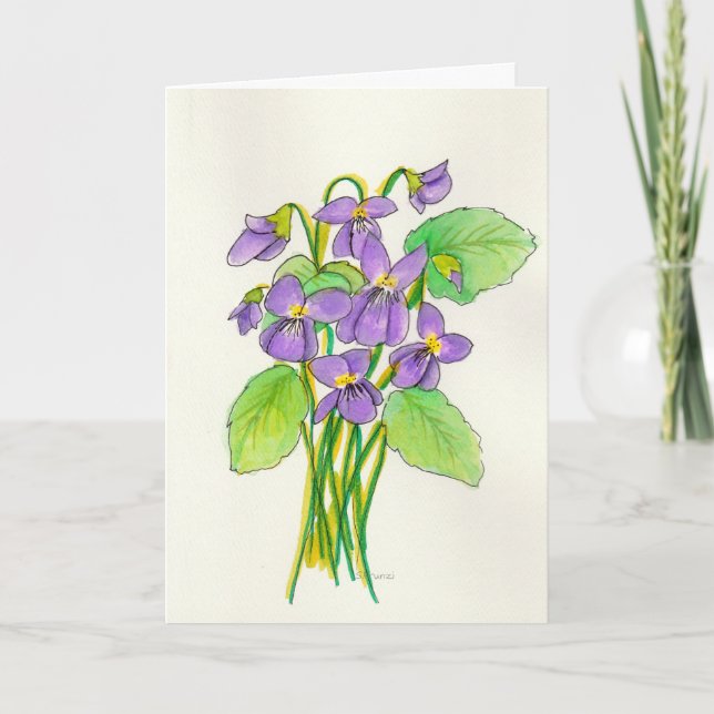 Watercolor Violets Easter Card (Front)