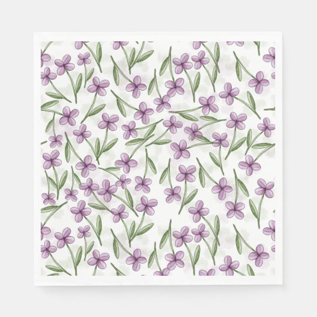 Watercolor Violets Napkins (Front)