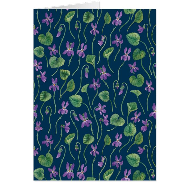 Watercolor violets on blue cards (Front)