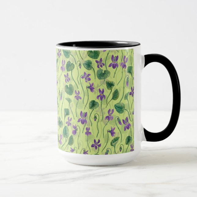Watercolor violets on honey dew mug (Right)