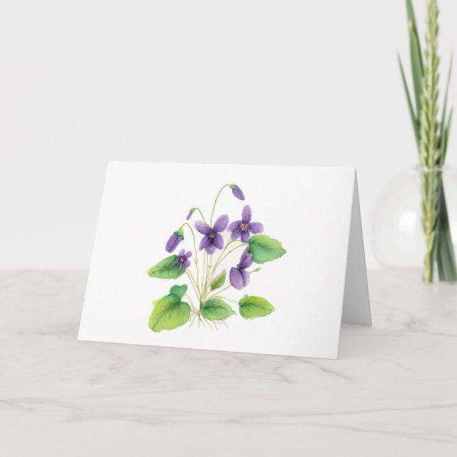 Watercolor Violets Thank You Card (Front)
