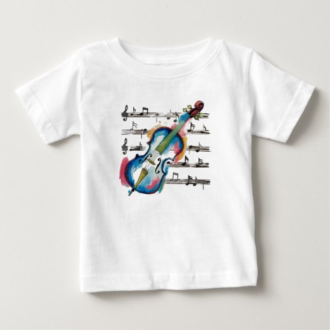 Watercolor Violin Baby Jersey T-Shirt (Front)