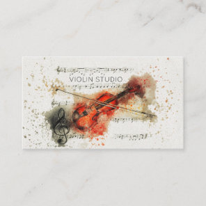 Watercolor Violin Business Card