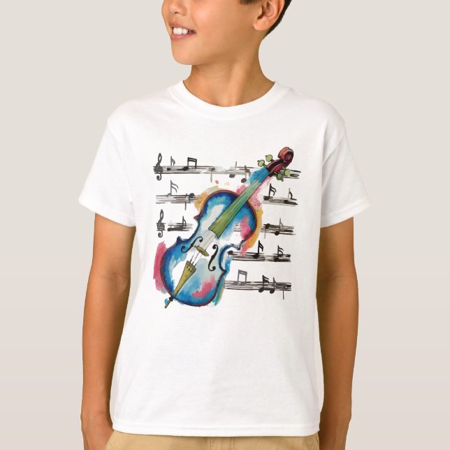 Watercolor Violin Kids' Basic T-Shirt (Front)