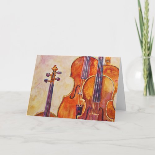 Watercolor Violins Card