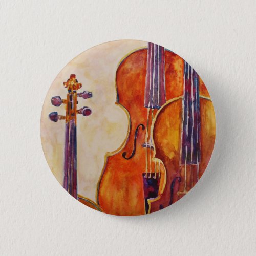 Watercolor Violins Pinback Button