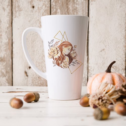 Watercolor Virgo Astrology Zodiac Sign  Monogram Latte Mug