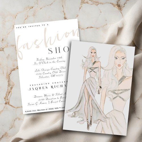 Watercolor Vogue Couture Fashion Show Invitation