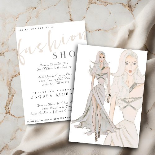 Watercolor Vogue Couture Fashion Show Invitation