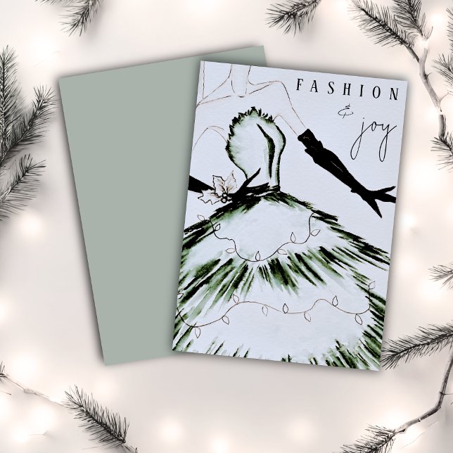 Watercolor Vogue Fashion Model Christmas Holiday Card (Creator Uploaded)