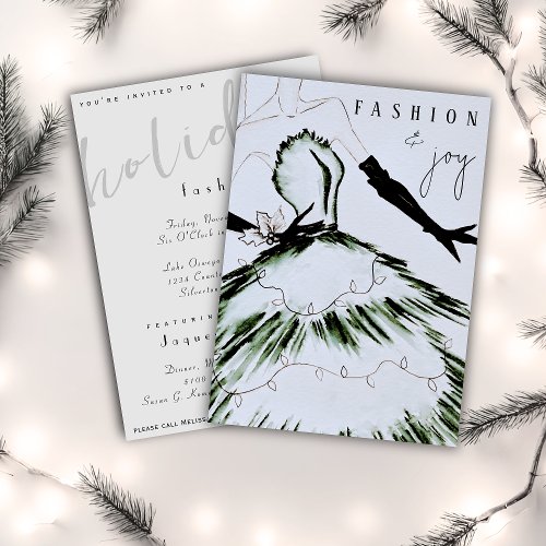 Watercolor Vogue Holiday Fashion Show Invitation