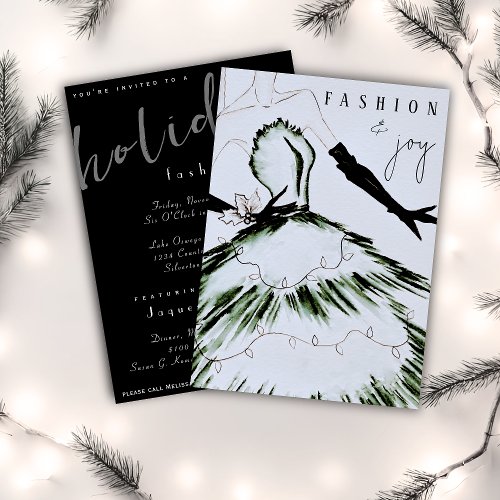 Watercolor Vogue Holiday Fashion Show Invitation