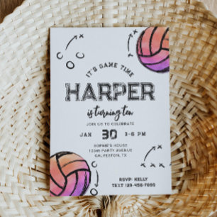 Watercolor Voleyball Birthday Invitation
