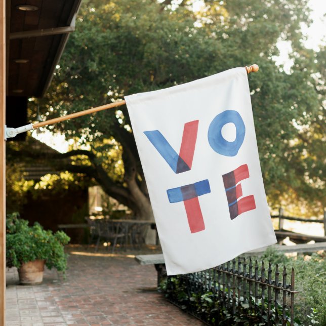 Watercolor VOTE House Flag (In SItu)