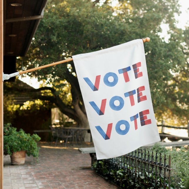 Watercolor VOTE VOTE VOTE House Flag (In SItu)