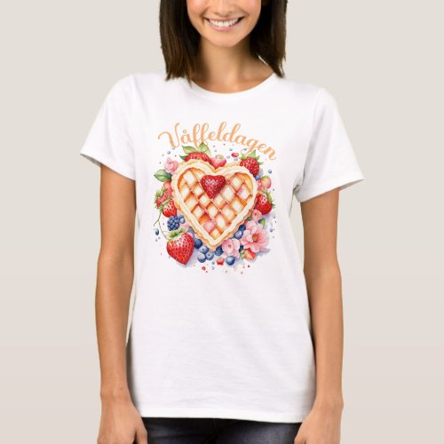 Watercolor Waffle Day Vffeldagen T_Shirt