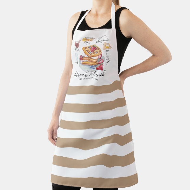 Watercolor Waffle recipe restaurant Business Apron (Insitu)