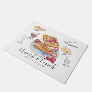 Watercolor Waffle recipe restaurant Business Doormat