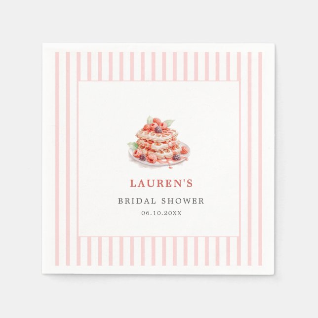Watercolor Waffles and Berries Bridal Brunch Napkins (Front)