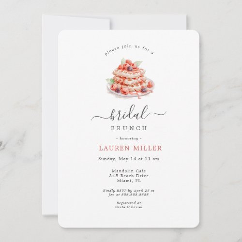 Watercolor Waffles Bridal Brunch Shower  Invitation