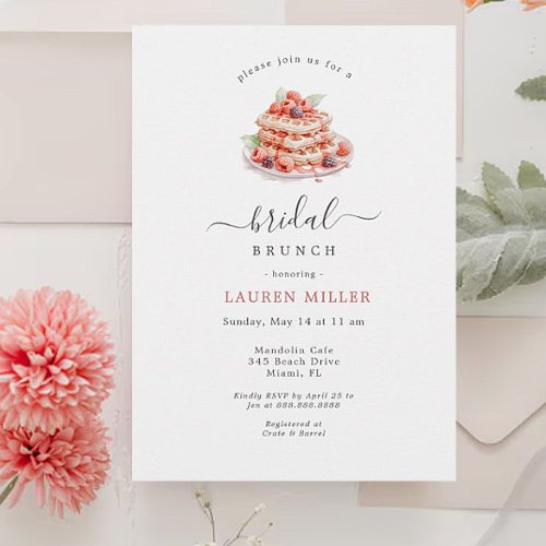 Watercolor Waffles Bridal Brunch Shower  Invitation