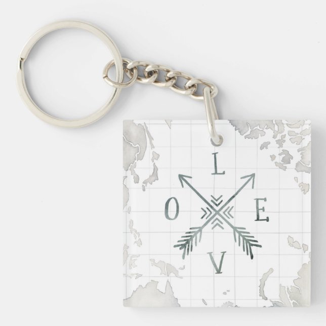 Watercolor Wanderlust Adventure III | Love Keychain (Front)