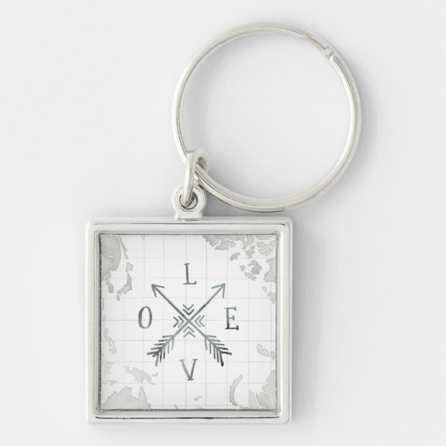 Watercolor Wanderlust Adventure III | Love Keychain (Front)