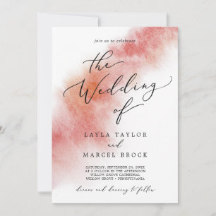 Watercolor Wash Apple Red Wedding Invitation