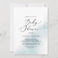 Watercolor Wash | Blue Baby Shower Invitation