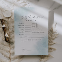 Watercolor Wash | Blue Baby Shower Predictions & Advice Card