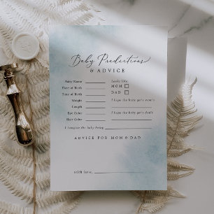 Watercolor Wash Blue Baby Shower Predictions & Advice Card