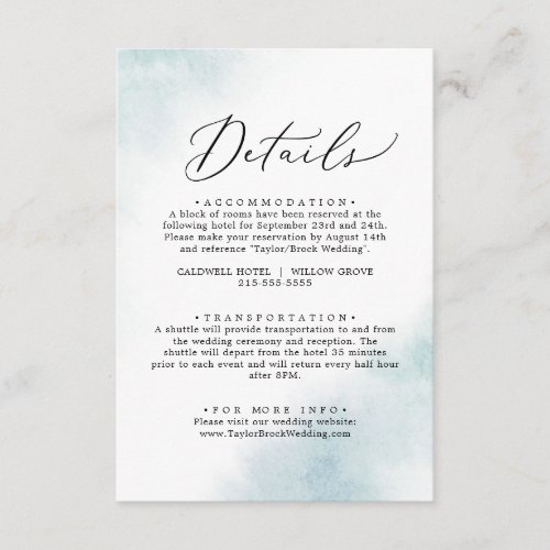 Watercolor Wash  Blue Details Enclosure Card