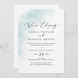 Watercolor Wash Blue Elopement Reception Invitation