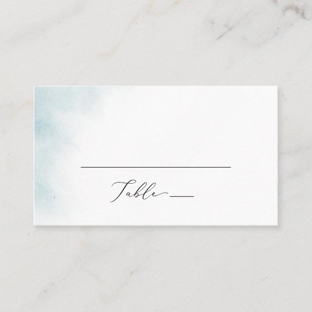 Watercolor Wash | Blue Flat Wedding Place Card (Front)