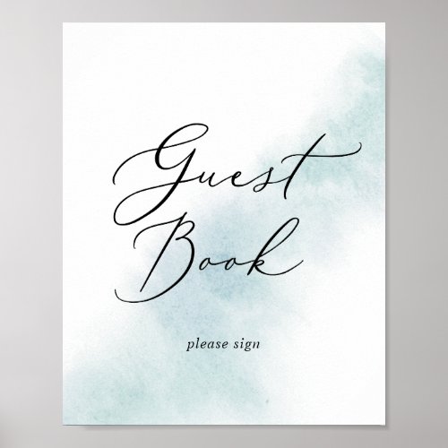 Watercolor Wash  Blue Guest Book Sign