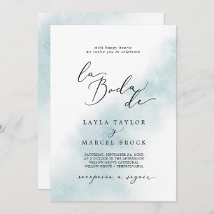 Watercolor Wash Blue La Boda De Wedding Invitation