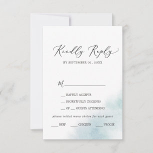 Watercolor Wash Blue Menu Choice RSVP Card