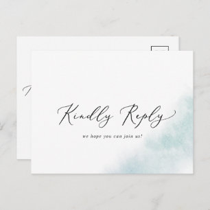 Watercolor Wash Blue Menu RSVP Postcard