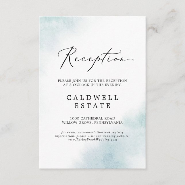 Watercolor Wash | Blue Reception Insert Card (Front)