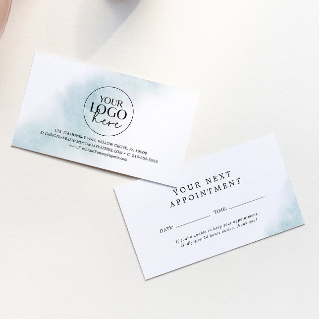 Watercolor Wash | Blue Small Business Reminder Appointment Card (Watercolor Wash | Blue Small Business Reminder Appointment Card)