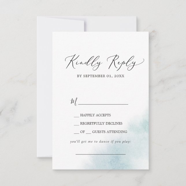 Watercolor Wash | Blue Song Request RSVP Card (Front)